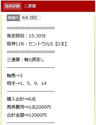 競馬厳選 9月6日セントウルステークス無料予想